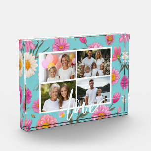 Bloc Photo Cottage noyau floral blanc marguerites fleurs rose