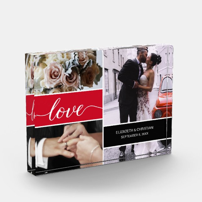 Bloc Photo Coupe rouge photo collage Mariage Love (Gauche)