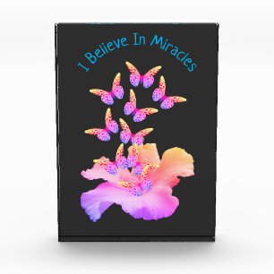 Bloc Photo Croire En Miracles Hibiscus Flower Butterflies