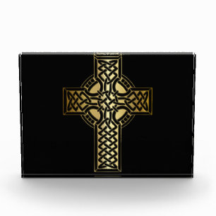 Bloc Photo Croix de noeud celtique en or et noir