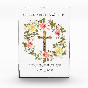 Bloc Photo Crucifix floral de guirlande de confirmation