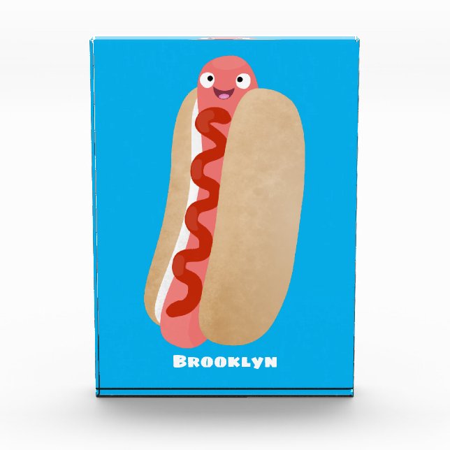 Bloc Photo Curieux hot dog Weiner dessin animé (Devant)