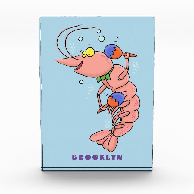 Bloc Photo Cute happy shrimp, dessin animé de crevettes (Devant)