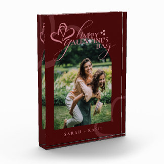 Bloc Photo Cute Minimal Modern Maroon Script Galentine's 