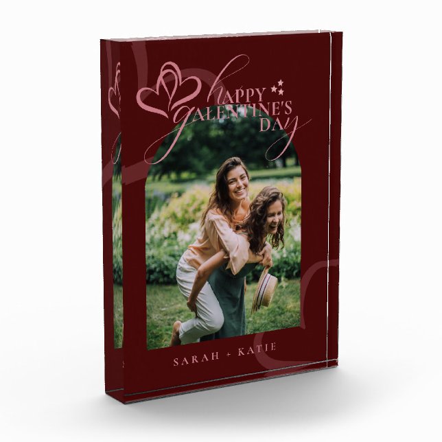 Bloc Photo Cute Minimal Modern Maroon Script Galentine's  (Gauche)