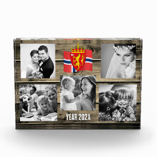 Bloc photo de la famille norvégienne, drapeau norv