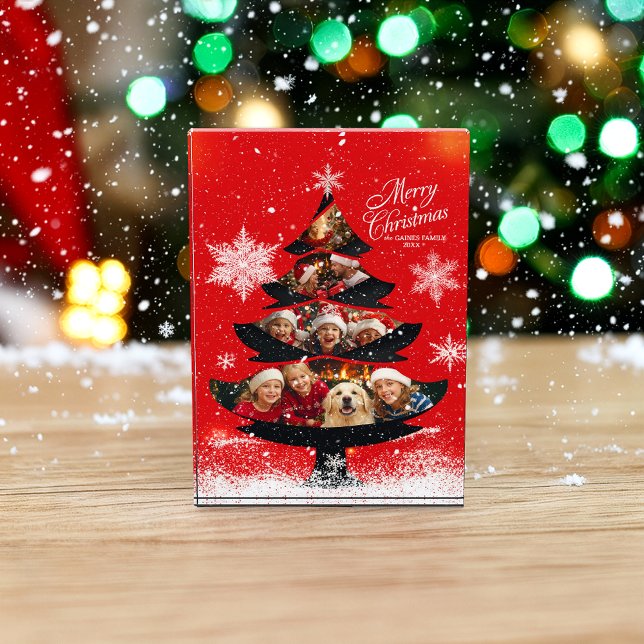 Bloc photo de l'arbre de Noël familial enneigé (Créateur téléchargé)