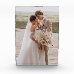 Bloc photo de mariage moderne bleu cœur