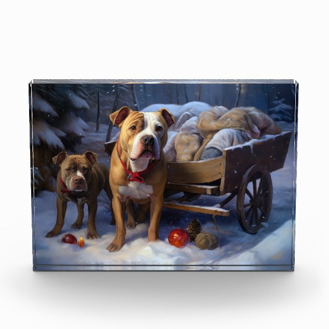 Bloc Photo Décor de Noël Pitbull Snowy Sleigh (Devant)