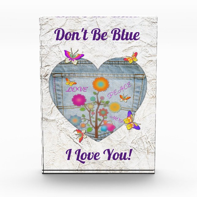 Bloc Photo Denim Pocket Fleurs cardiaques Papillons (Devant)