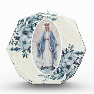 Bloc Photo Dentelle florale bleue de Vierge Marie de Madonna
