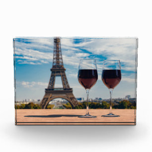Bloc Photo Deux verres de vin avec la tour Eiffel