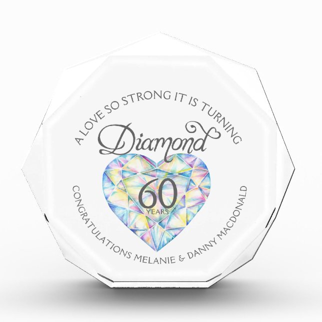Bloc Photo Diamant 60ème Anniversaire nom de l'art cardiaque (Devant)