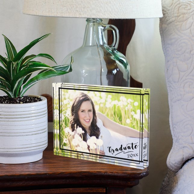 Bloc Photo Diplômé 20xx 5x7 Bordure noire horizontale (Créateur téléchargé)