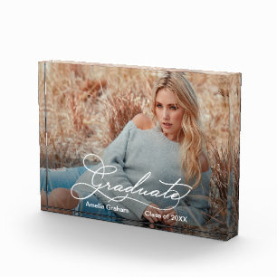 Bloc Photo Diplôme Élégant Script Graduation Cadeau