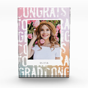 Bloc Photo Diplôme photo moderne pastel arc-en-ciel rose girl