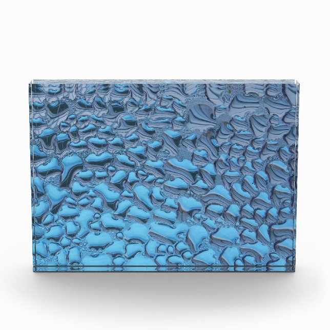 Bloc Photo Doux gouttes de pluie sur verre bleu (Devant)