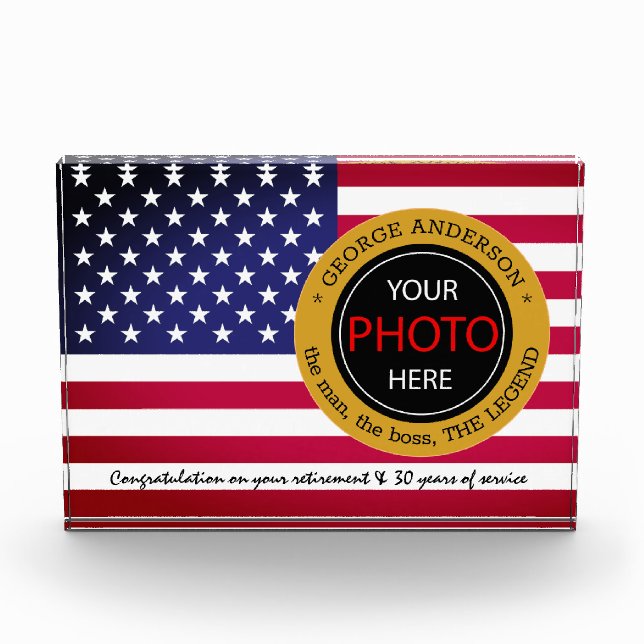 Bloc Photo Drapeau américain badge, bureau de retraite / USA (Devant)