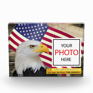 Bloc Photo Drapeau vintage Américain, Aigle, We People / USA