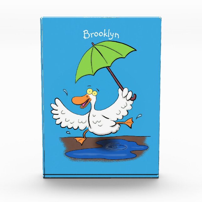 Bloc Photo Drôle canard avec parapluie dessin animé (Devant)