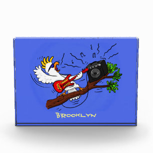 Bloc Photo Drôle cockatoo jouant de la guitare rock dessin an