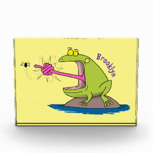 Bloc Photo Drôle dessin animé de grenouille et mouche