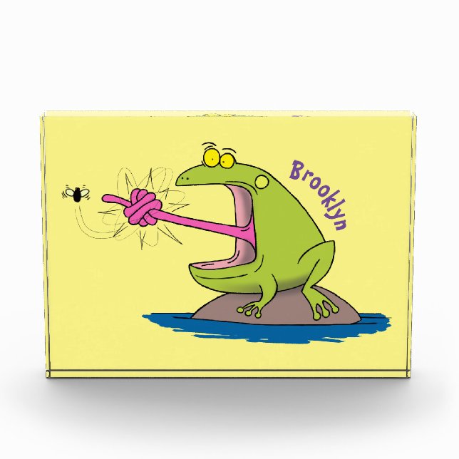 Bloc Photo Drôle dessin animé de grenouille et mouche (Devant)