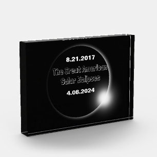 Bloc Photo Éclipse solaire double datée 2024 & 2017