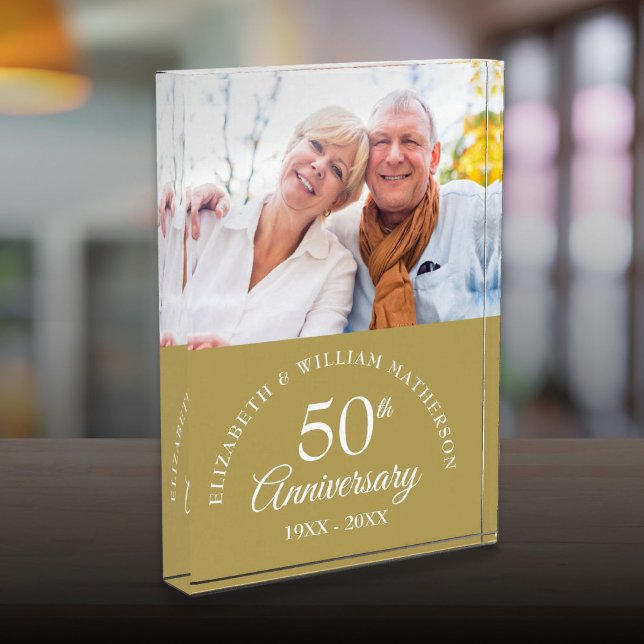 Bloc Photo Élégant 50e anniversaire de Mariage d'or (Elegant 50th Golden Wedding Anniversary Photo Block)