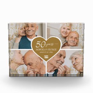 Bloc Photo Élégant 50e anniversaire Photo Gold Heart Parties 