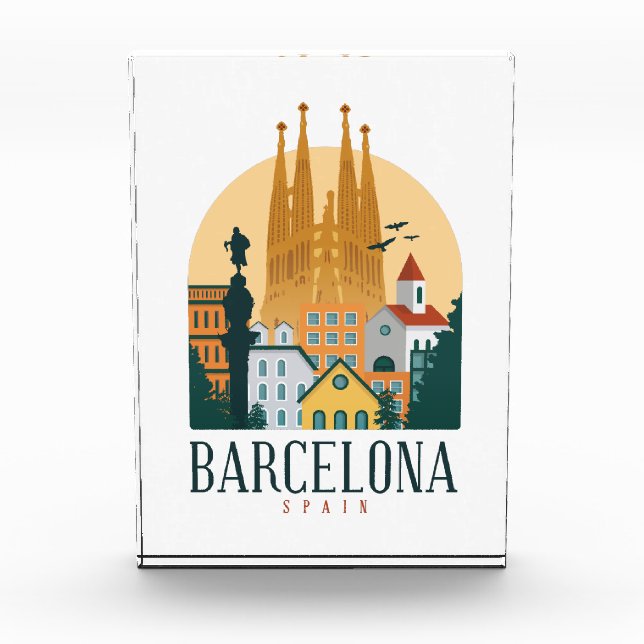 Bloc Photo Elégant Barcelona Espagne Skyline (Devant)