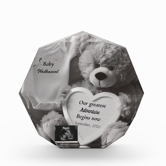Bloc Photo Elegant Black & White Pregnancy Announcement Gift (Devant)