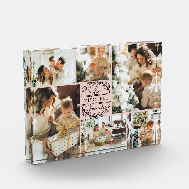 Bloc Photo Élégant Blush Pink Famille Photo Collage Garde (Gauche)