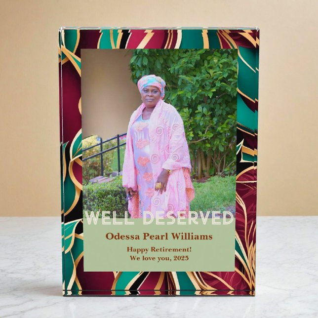 Bloc Photo Elegant Botanical Retirement Gift for Black Mom (Elegant Botanical Retirement Gift for Black Mom Photo Block)