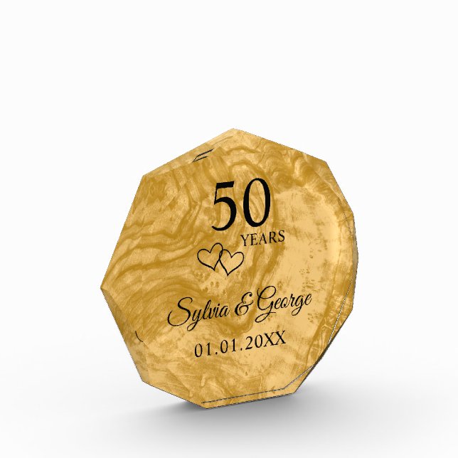 Bloc Photo Élégant Personnalisé Golden 50th Anniversary Keeps (Gauche)