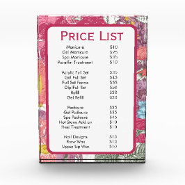 Bloc Photo Elégant rose Floral Beauté Salon Menu Poster