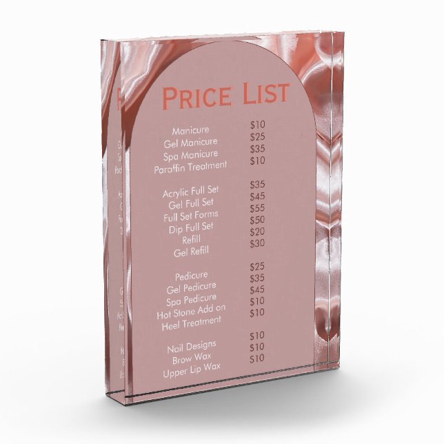 Bloc Photo Elégant rose Peach Beauty Salon Menu (Gauche)