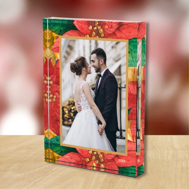 Bloc Photo Élégante Poinsettias de Noël Personnalisé (Créateur téléchargé)