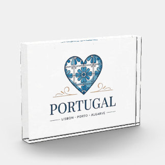 Bloc photo en acrylique cœur Azulejo Portugal – Po