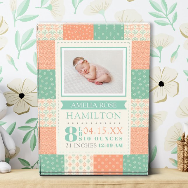 Bloc Photo en Verre Naissance de Bébé (Birth Stats Photo Baby Glass Photo Block)