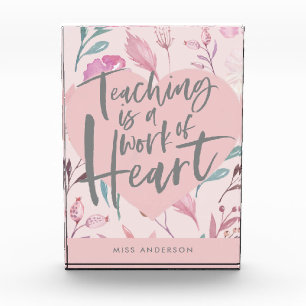 Bloc Photo Enseignant cadeau chic girly floral aquarelle coeu