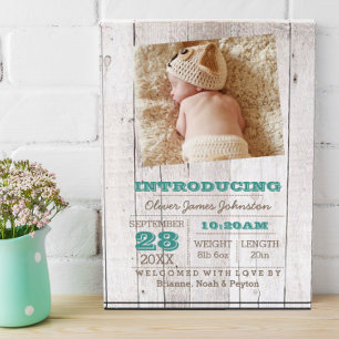 Bloc Photo Faire-part de naissance bleu blanc