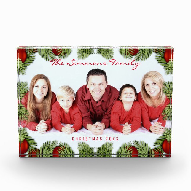 Bloc Photo Famille de Noël rouge personnalisée (Devant)