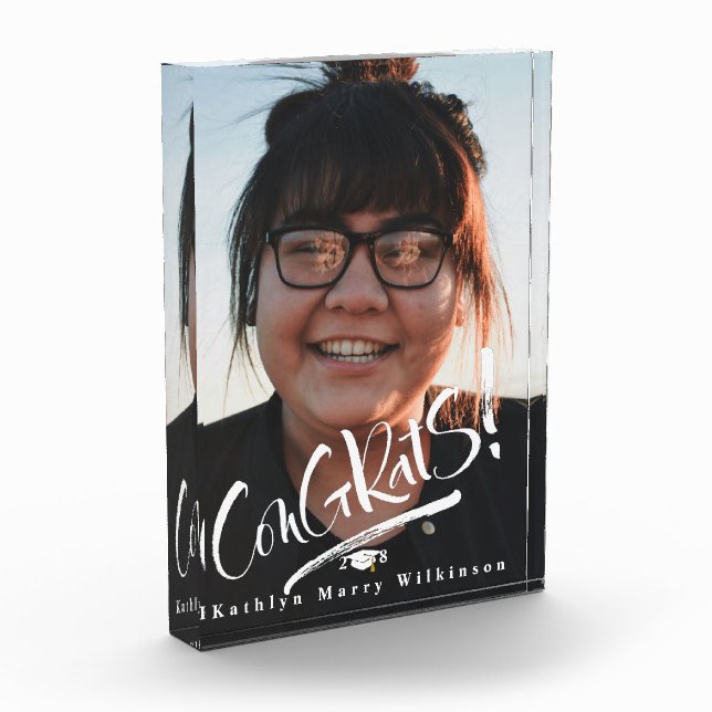 Bloc Photo Félicitations Grad Moderne Script Grad Graduation (Gauche)