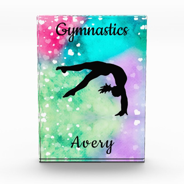 Bloc Photo Filles Gymnastique Aquarelle avec Coeurs flottants (Devant)