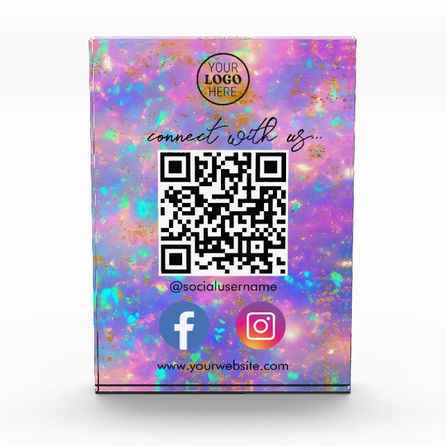 Bloc Photo Fire Opal Connectez-Vous Avec Nous QR Code Social  (Devant)