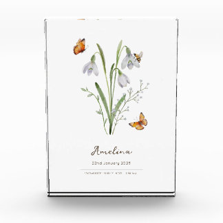Bloc Photo Fleur du mois de naissance perce-neige