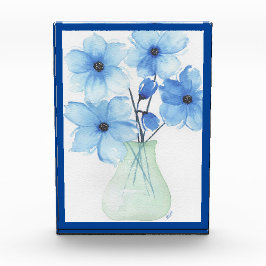 Bloc Photo Fleurs bleues dans un vase Cartes de notes