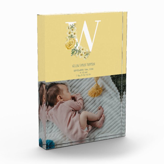 Bloc Photo Fleurs Jaunes Faire-part de naissance de statistiq (Gauche)