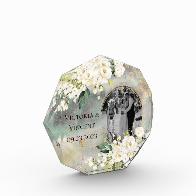 Bloc Photo Floral Gold Botanical Cream Nom photo Mariage (Gauche)